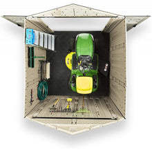 Load image into Gallery viewer, 77 Ft Durable Weather Resistant Resin Outdoor Garden Storage Shed with Windows and Utility Hooks, Sand