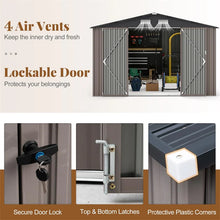 Load image into Gallery viewer, 10x14 FT Outdoor Storage Shed, Large Garden Tool House with Improved Windproof Metal Structure, Lockable Door, 4 Vents &amp; Waterproof for Patio Backyard