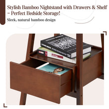 Load image into Gallery viewer, AECOJOY Nightstand with Drawer and Storage Shelf, Bamboo Bed Side Table