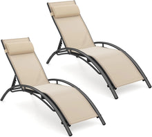 Load image into Gallery viewer, Tangkula Patio Chaise Lounges with 5-Position Backrest-Black
