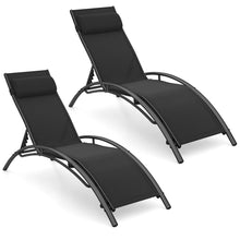 Load image into Gallery viewer, Tangkula Patio Chaise Lounges with 5-Position Backrest-Black
