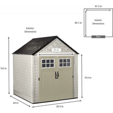 Load image into Gallery viewer, 77 Ft Durable Weather Resistant Resin Outdoor Garden Storage Shed with Windows and Utility Hooks, Sand