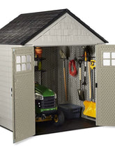 Load image into Gallery viewer, 77 Ft Durable Weather Resistant Resin Outdoor Garden Storage Shed with Windows and Utility Hooks, Sand
