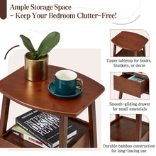 Load image into Gallery viewer, AECOJOY Nightstand with Drawer and Storage Shelf, Bamboo Bed Side Table