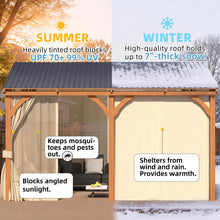 Load image into Gallery viewer, AECOJOY 12x10 Outdoor Wooden Pergola Gazebo with Curtains and Netting for Patio