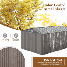 Load image into Gallery viewer, 10x14 FT Outdoor Storage Shed, Large Garden Tool House with Improved Windproof Metal Structure, Lockable Door, 4 Vents &amp; Waterproof for Patio Backyard