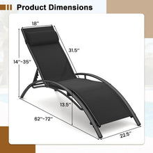 Load image into Gallery viewer, Tangkula Patio Chaise Lounges with 5-Position Backrest-Black