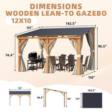 Load image into Gallery viewer, AECOJOY 12x10 Outdoor Wooden Pergola Gazebo with Curtains and Netting for Patio