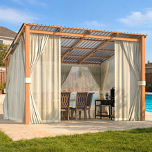 Load image into Gallery viewer, AECOJOY 12x10 Outdoor Wooden Pergola Gazebo with Curtains and Netting for Patio