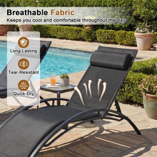Load image into Gallery viewer, Tangkula Patio Chaise Lounges with 5-Position Backrest-Black
