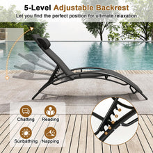 Load image into Gallery viewer, Tangkula Patio Chaise Lounges with 5-Position Backrest-Black