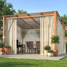 Load image into Gallery viewer, AECOJOY 12x10 Outdoor Wooden Pergola Gazebo with Curtains and Netting for Patio