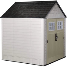 Load image into Gallery viewer, 77 Ft Durable Weather Resistant Resin Outdoor Garden Storage Shed with Windows and Utility Hooks, Sand