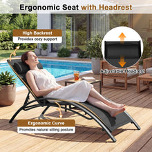 Load image into Gallery viewer, Tangkula Patio Chaise Lounges with 5-Position Backrest-Black