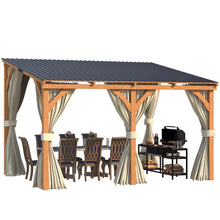 Load image into Gallery viewer, AECOJOY 12x10 Outdoor Wooden Pergola Gazebo with Curtains and Netting for Patio