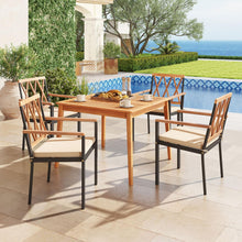Load image into Gallery viewer, Tangkula 5 Piece Patio Wood Dining Set Outdoor Square Acacia Table Metal Chairs Set