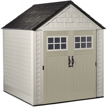 Load image into Gallery viewer, 77 Ft Durable Weather Resistant Resin Outdoor Garden Storage Shed with Windows and Utility Hooks, Sand